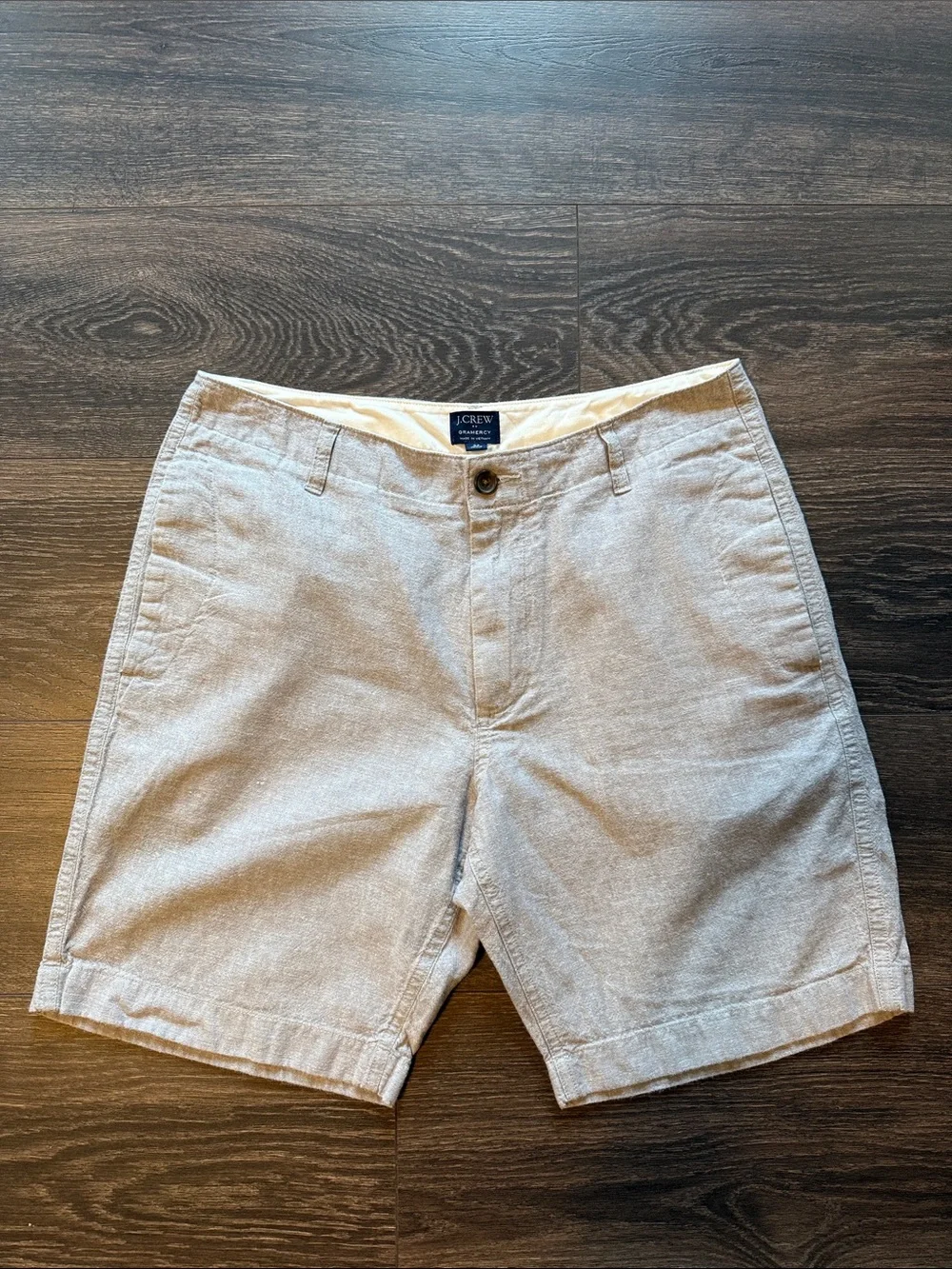 J. Crew Men's Light Gray Linen-Blend Flat Front Shorts